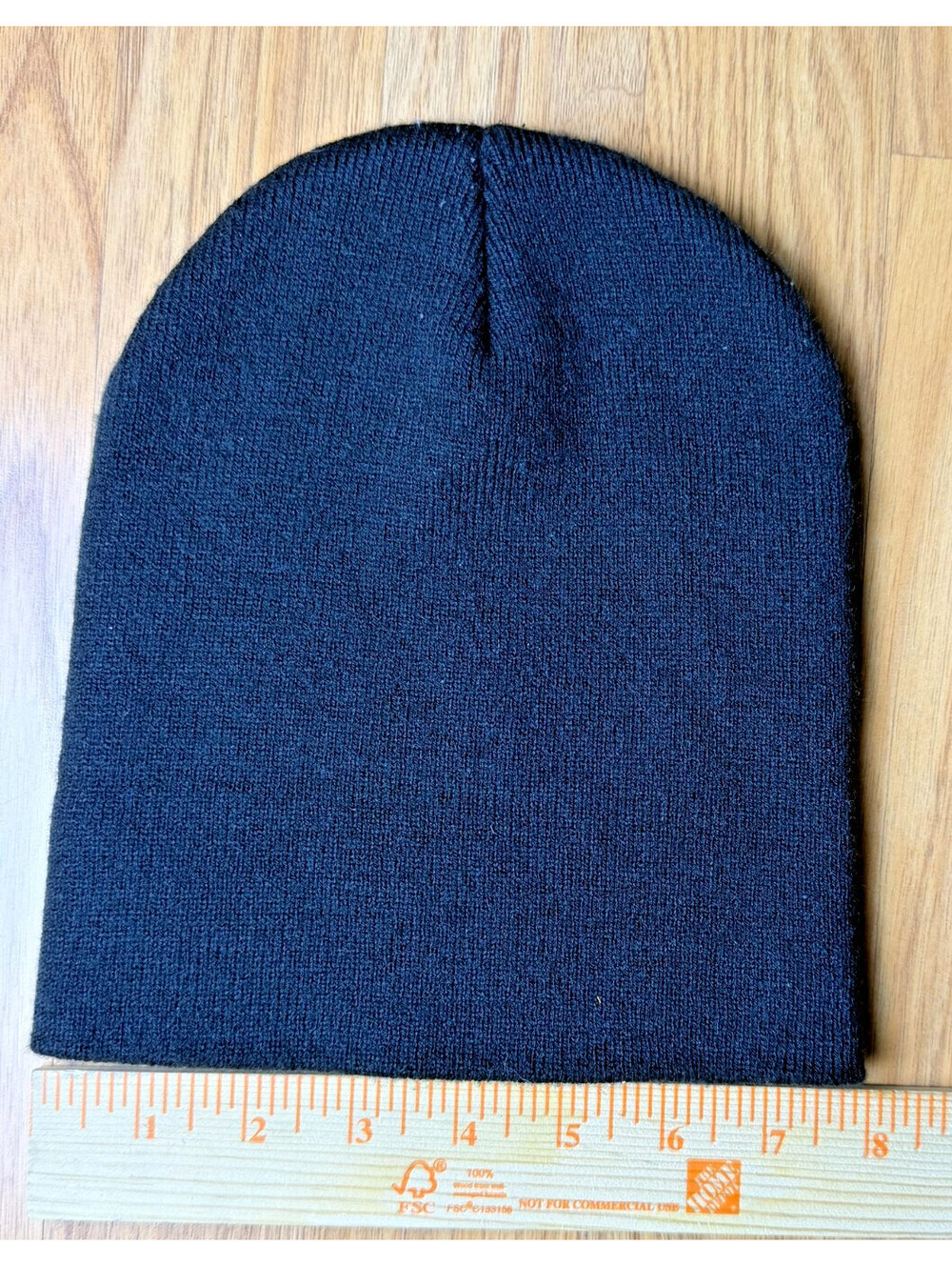 Black Knit Beanie Hat One Size Recycled Polyester Winter Cap